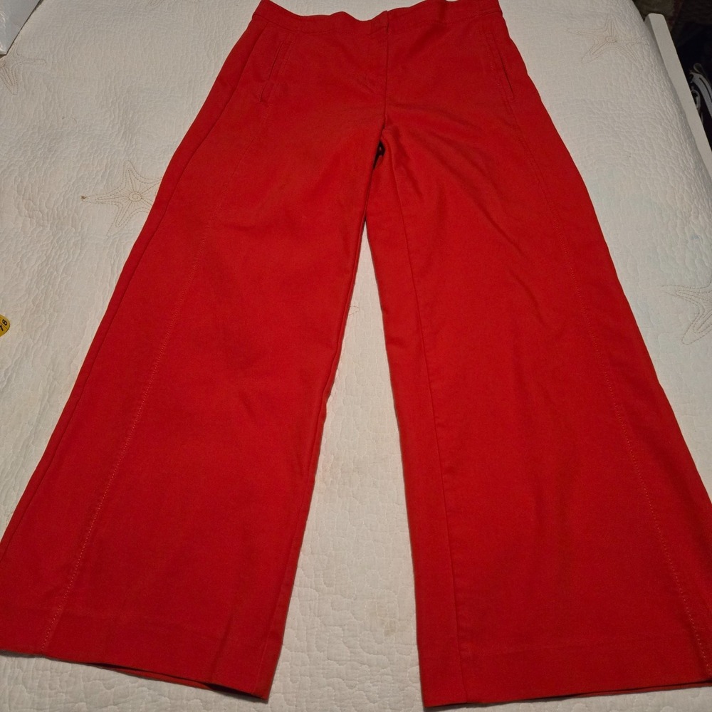 Ann Taylor Tall Grace Straight Ankle Pant Size L (est) Fiery Red